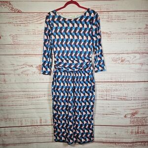 Boden Blue and Pink Geometric Print Dress